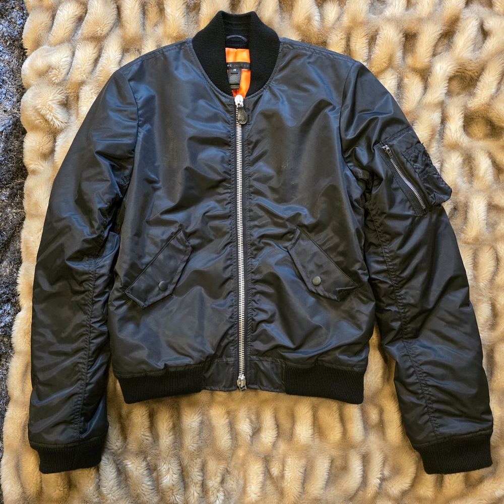 Marc Jacobs Dark Bomber Jacket with Silver Accents